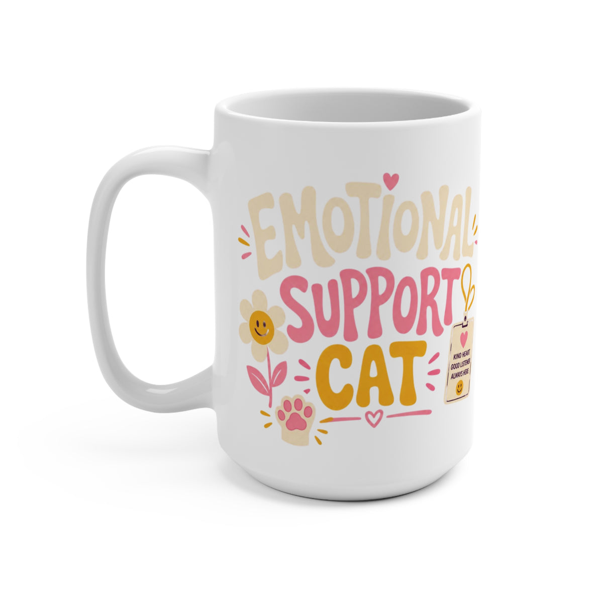 Emotional Support Cat - Cute Floral Pet Lover 15oz Mug Coffee Mug