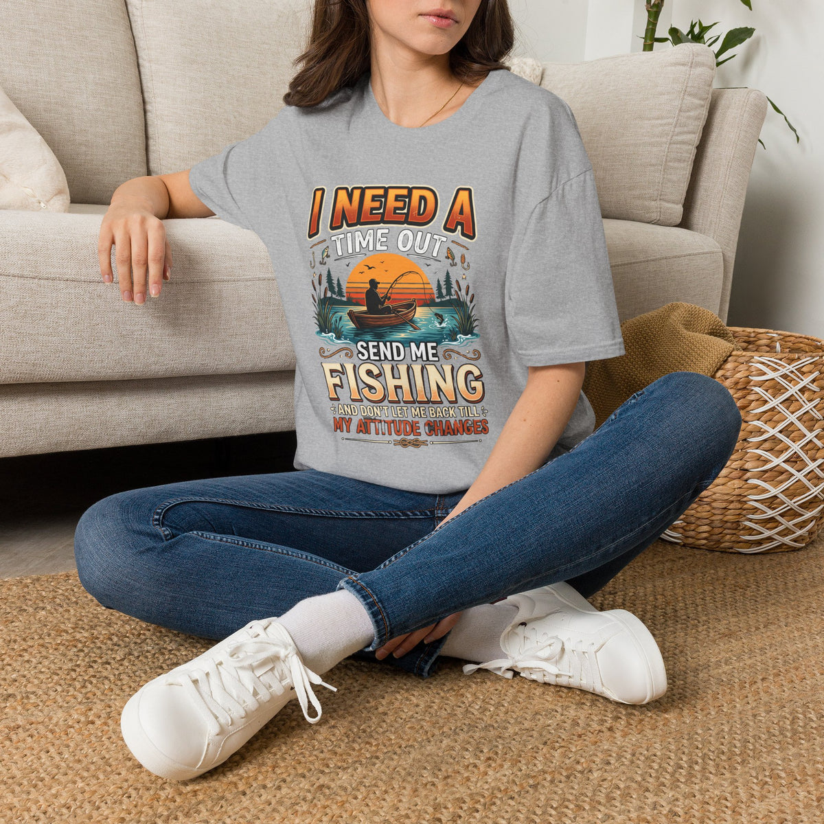 Fishing T-Shirt — "I Need a Time Out, Send Me Fishing" Graphic Tee for Anglers