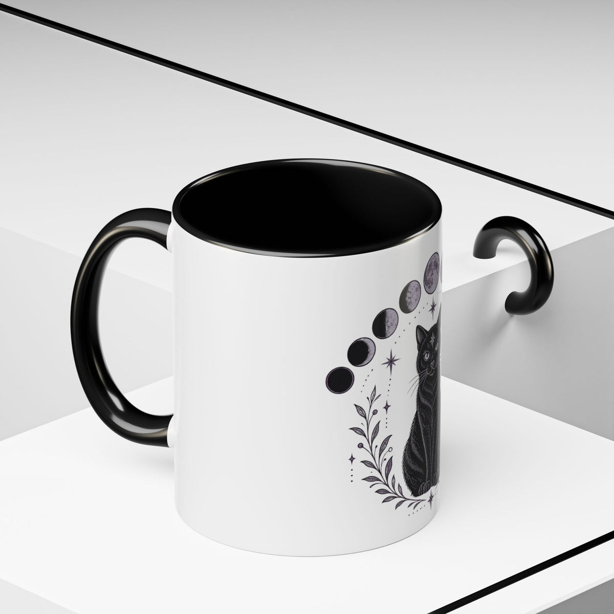 Black Cat Moon Phases Coffee Mug (11 oz /15 oz)