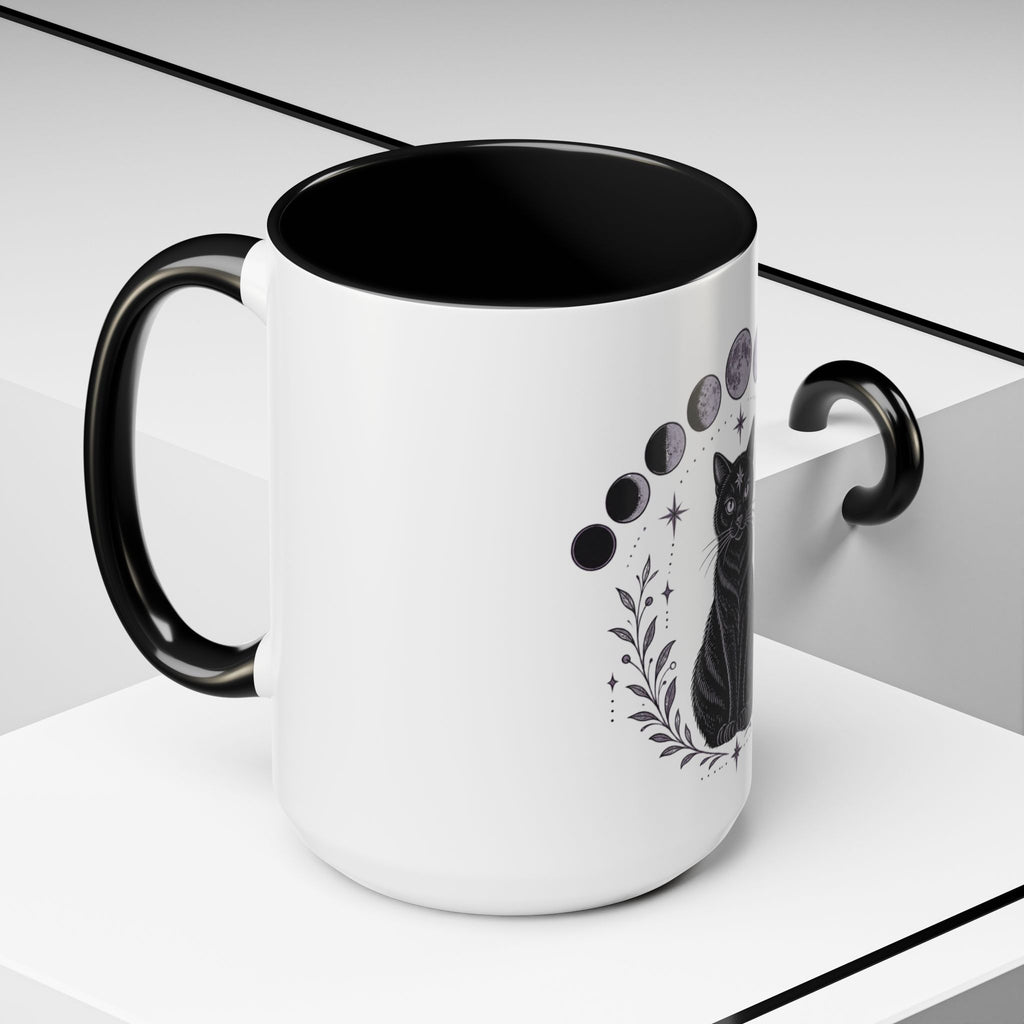 Black Cat Moon Phases Coffee Mug (11 oz /15 oz)