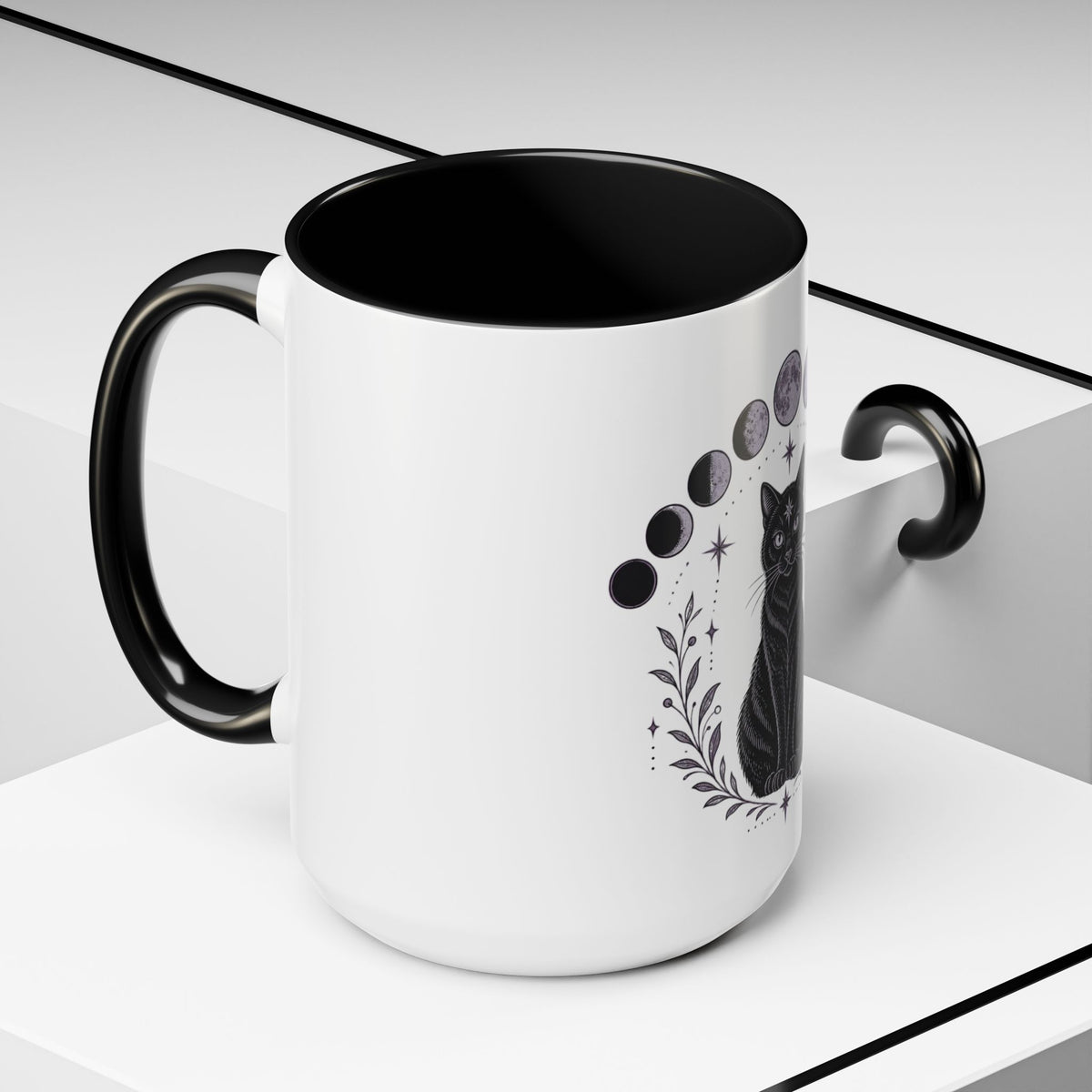 Black Cat Moon Phases Coffee Mug (11 oz /15 oz)