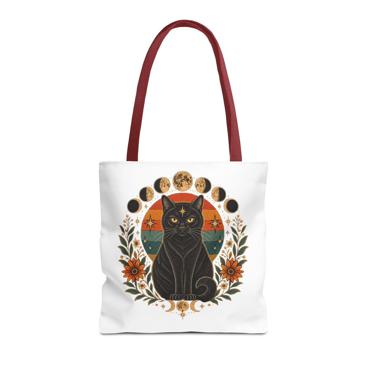 Mystic Black Cat Moon Phases Tote Bag