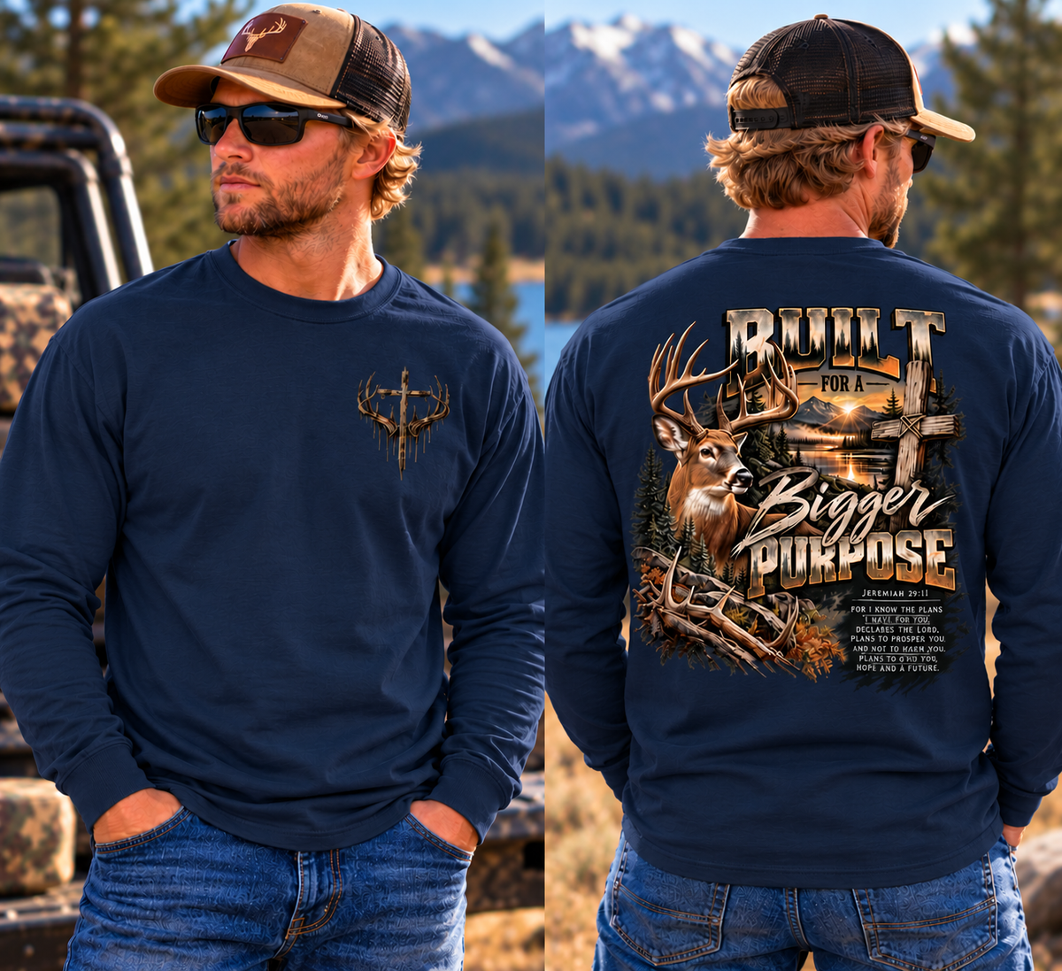 Built for a Bigger Purpose - Christian Hunting Graphic Long Sleeve T-Shirt