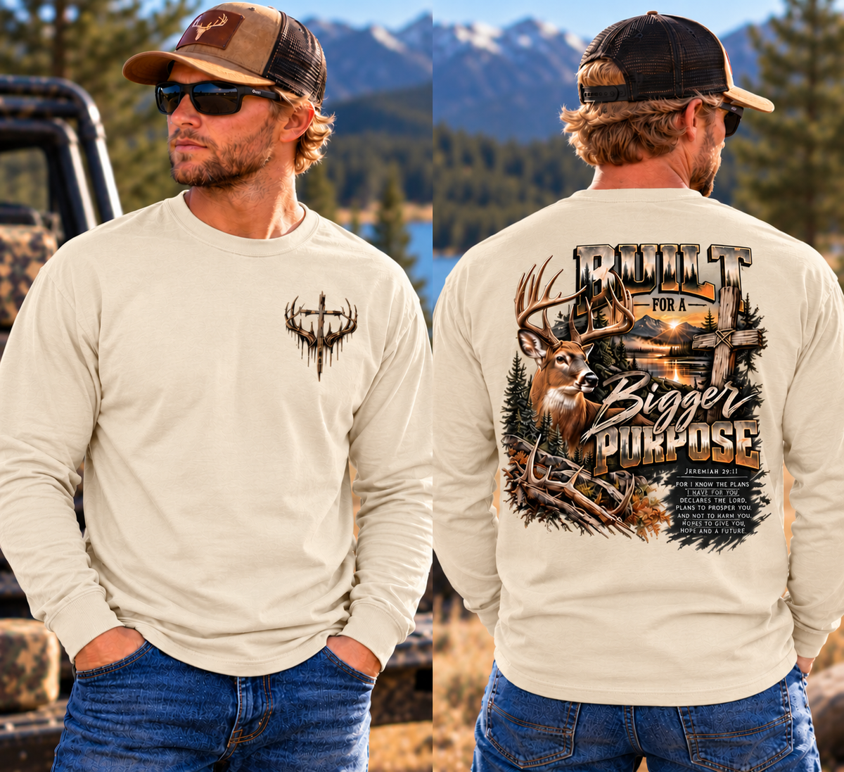 Built for a Bigger Purpose - Christian Hunting Graphic Long Sleeve T-Shirt