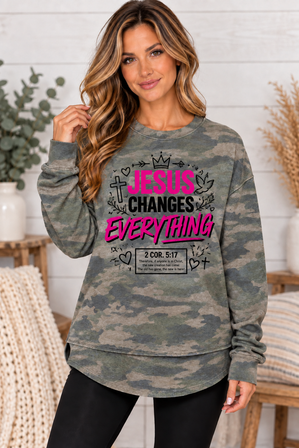 Jesus Changes Everything - Christian Women's Fleece Crewneck Sweatshirt