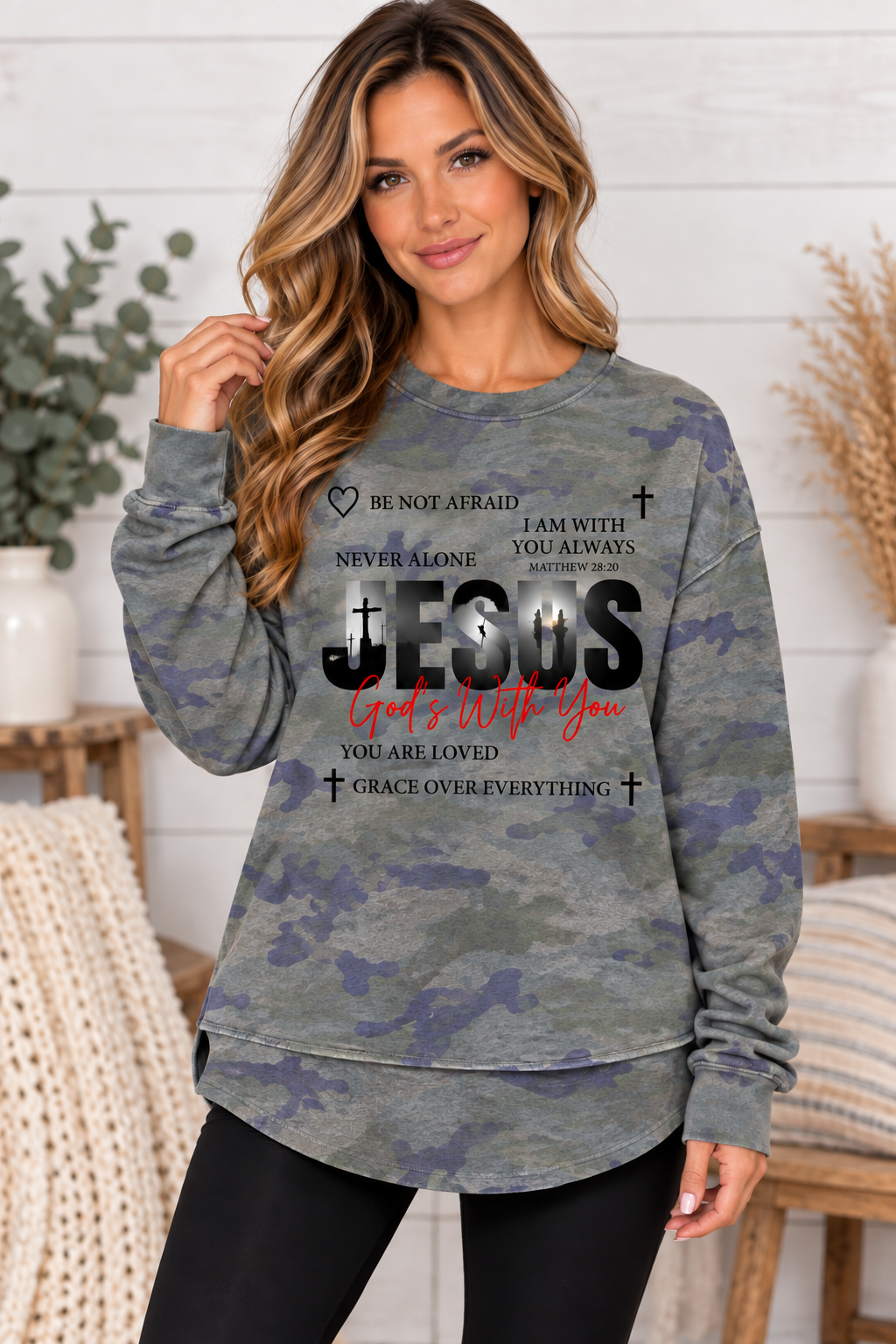 Jesus Gods With You - Christian Women's Weekend Fleece Sweatshirt
