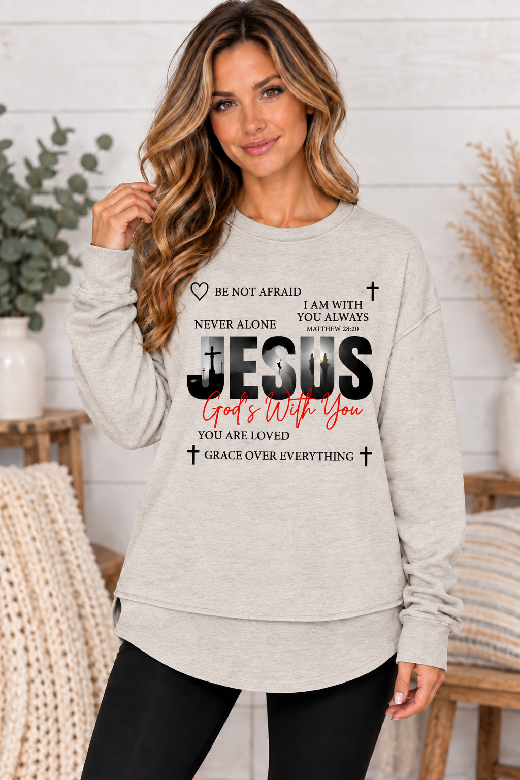 Jesus Gods With You - Christian Women's Weekend Fleece Sweatshirt