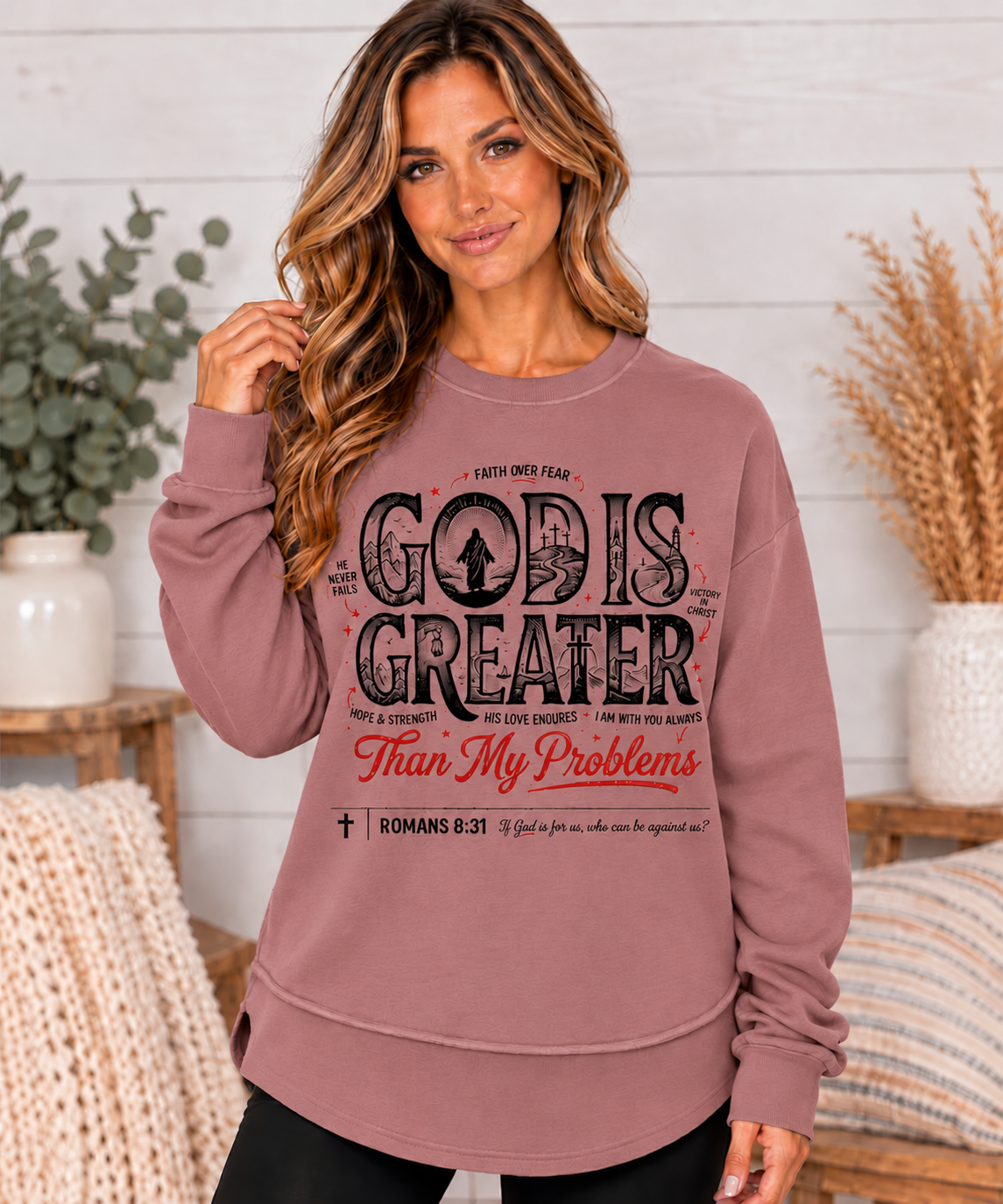 God is Greater Than My Problems Women's Fleece Crewneck Sweatshirt