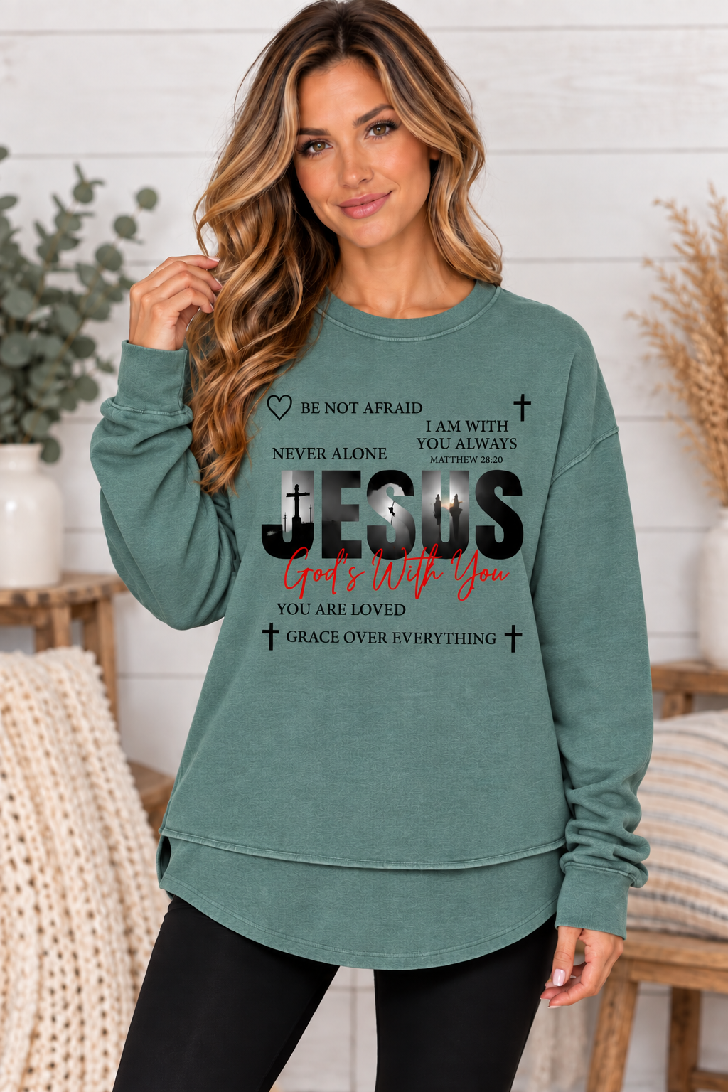 Jesus Gods With You - Christian Women's Weekend Fleece Sweatshirt