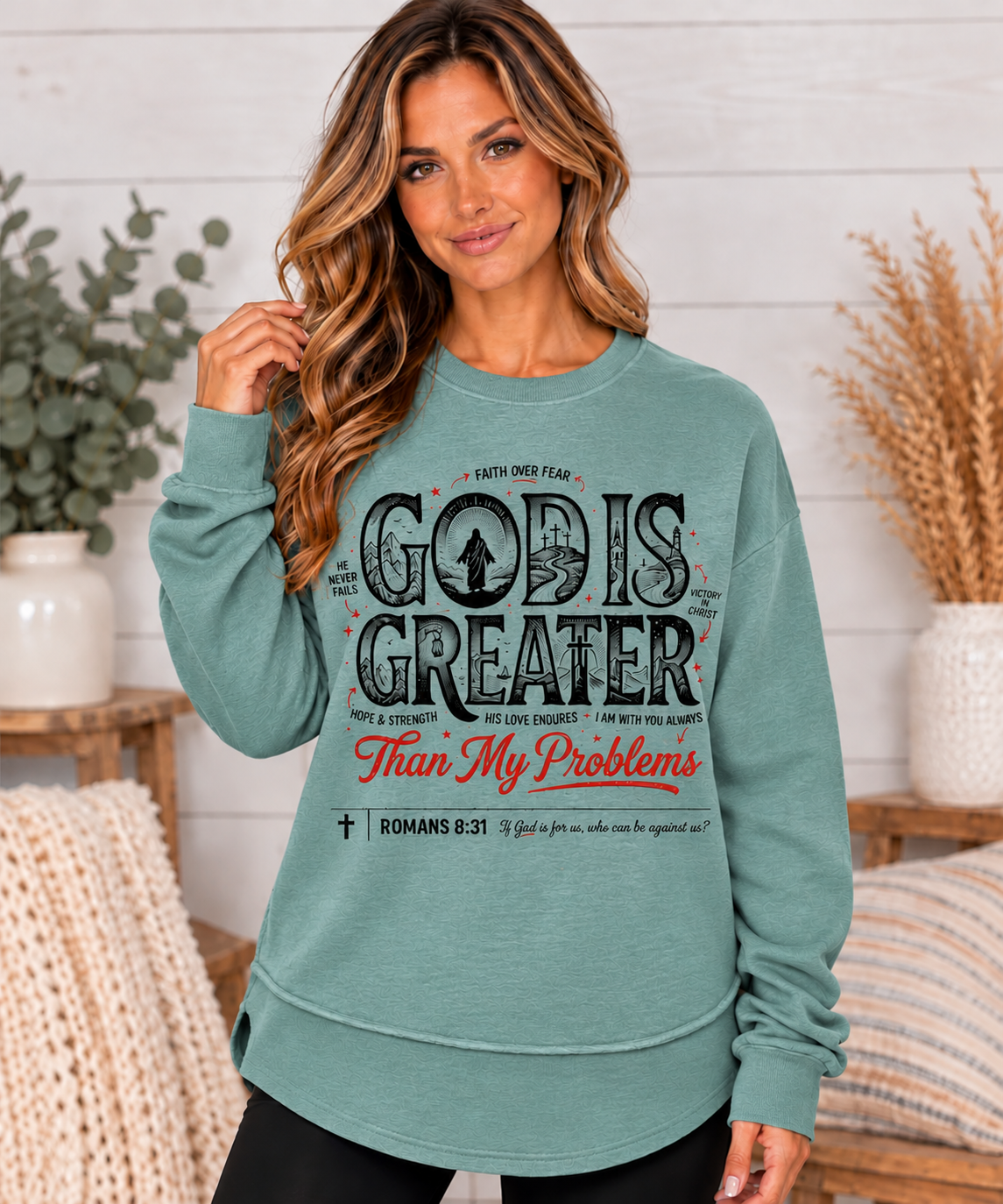 God is Greater Than My Problems Women's Fleece Crewneck Sweatshirt