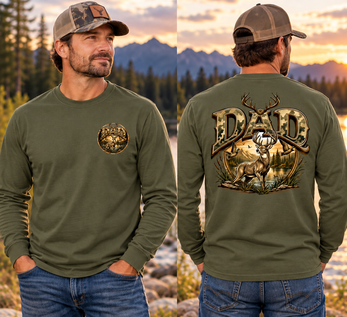 Dad Hunting & Outdoors Graphic Long Sleeve T-Shirt