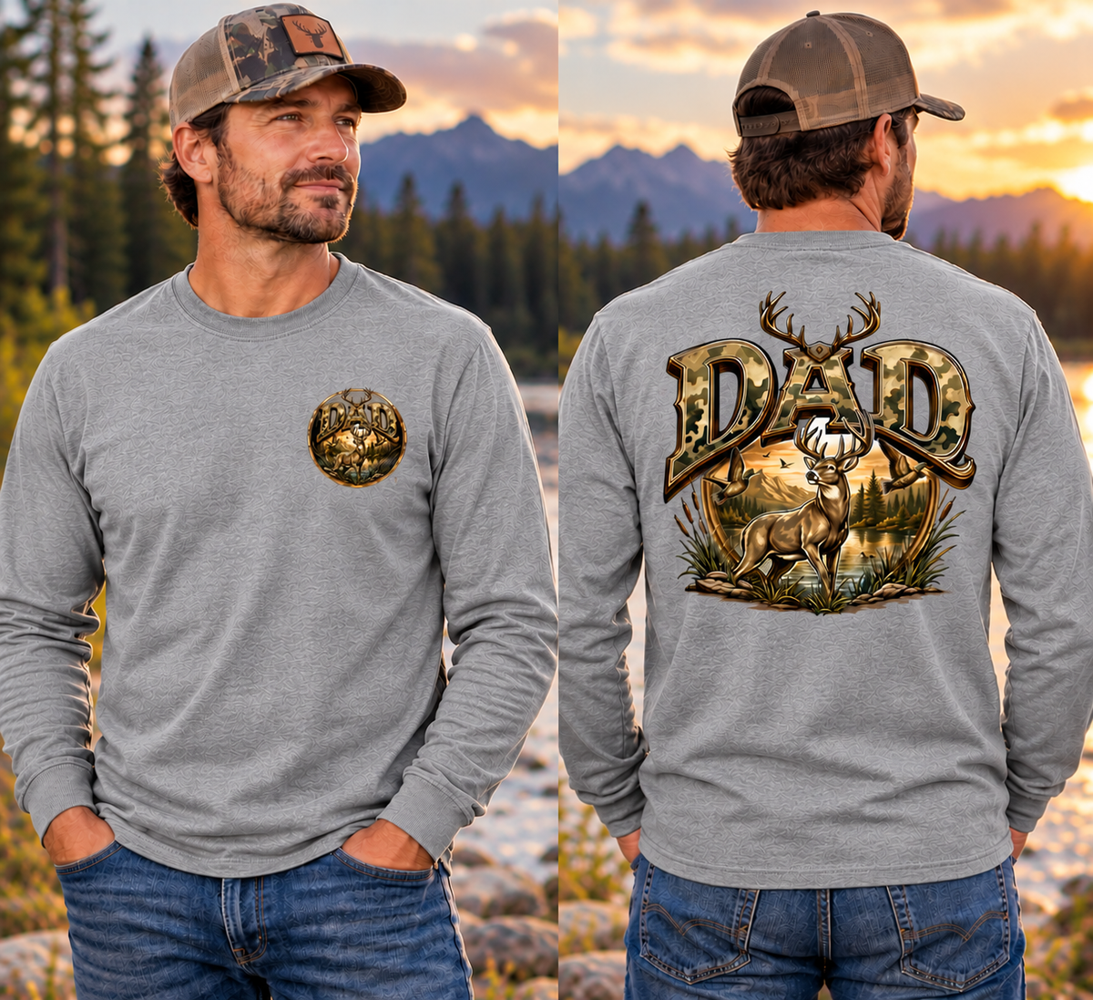 Dad Hunting & Outdoors Graphic Long Sleeve T-Shirt