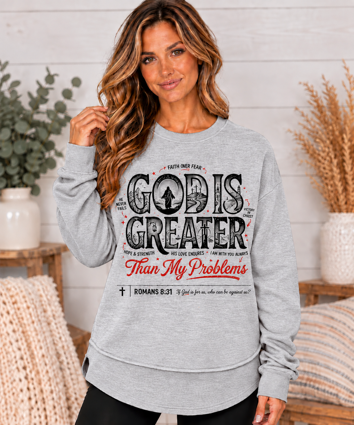 God is Greater Than My Problems Women's Fleece Crewneck Sweatshirt