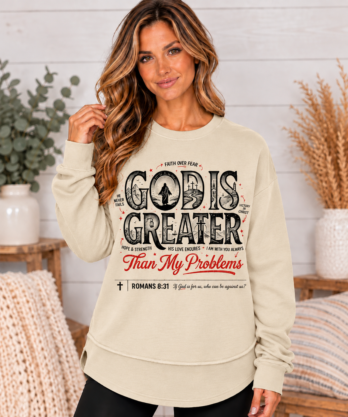 God is Greater Than My Problems Women's Fleece Crewneck Sweatshirt