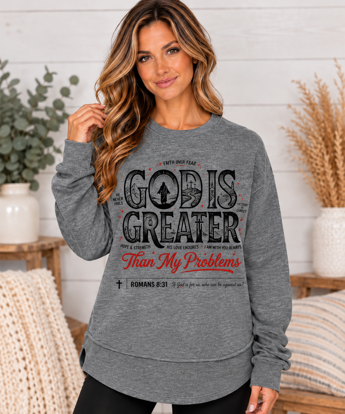 God is Greater Than My Problems Women's Fleece Crewneck Sweatshirt