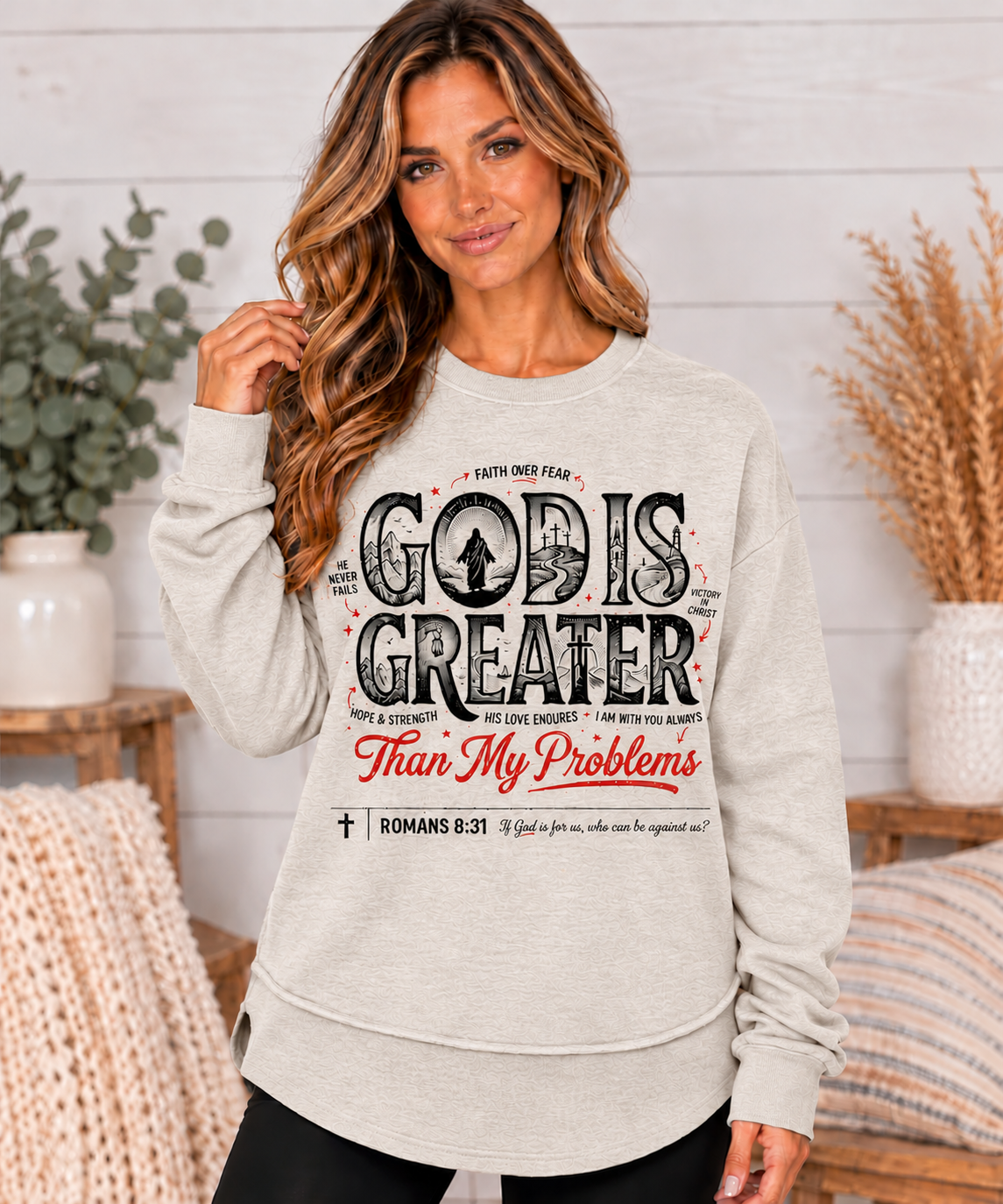 God is Greater Than My Problems Women's Fleece Crewneck Sweatshirt