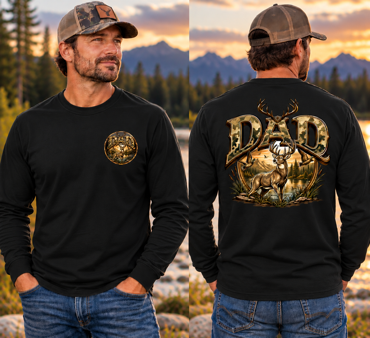 Dad Hunting & Outdoors Graphic Long Sleeve T-Shirt