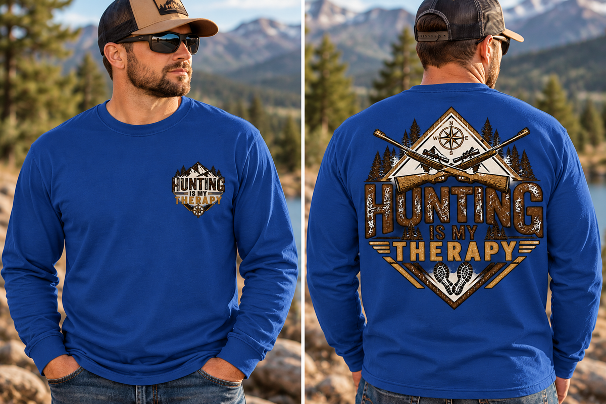 Hunting is My Therapy - Outdoor Hunting Graphic Long Sleeve T-Shirt