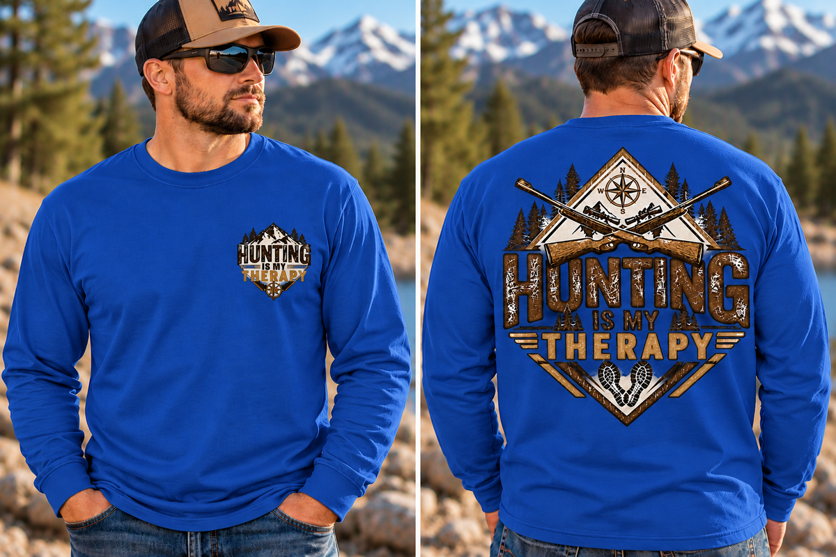 Hunting is My Therapy - Outdoor Hunting Graphic Long Sleeve T-Shirt