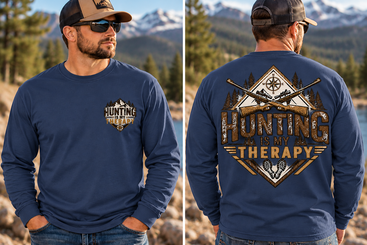 Hunting is My Therapy - Outdoor Hunting Graphic Long Sleeve T-Shirt