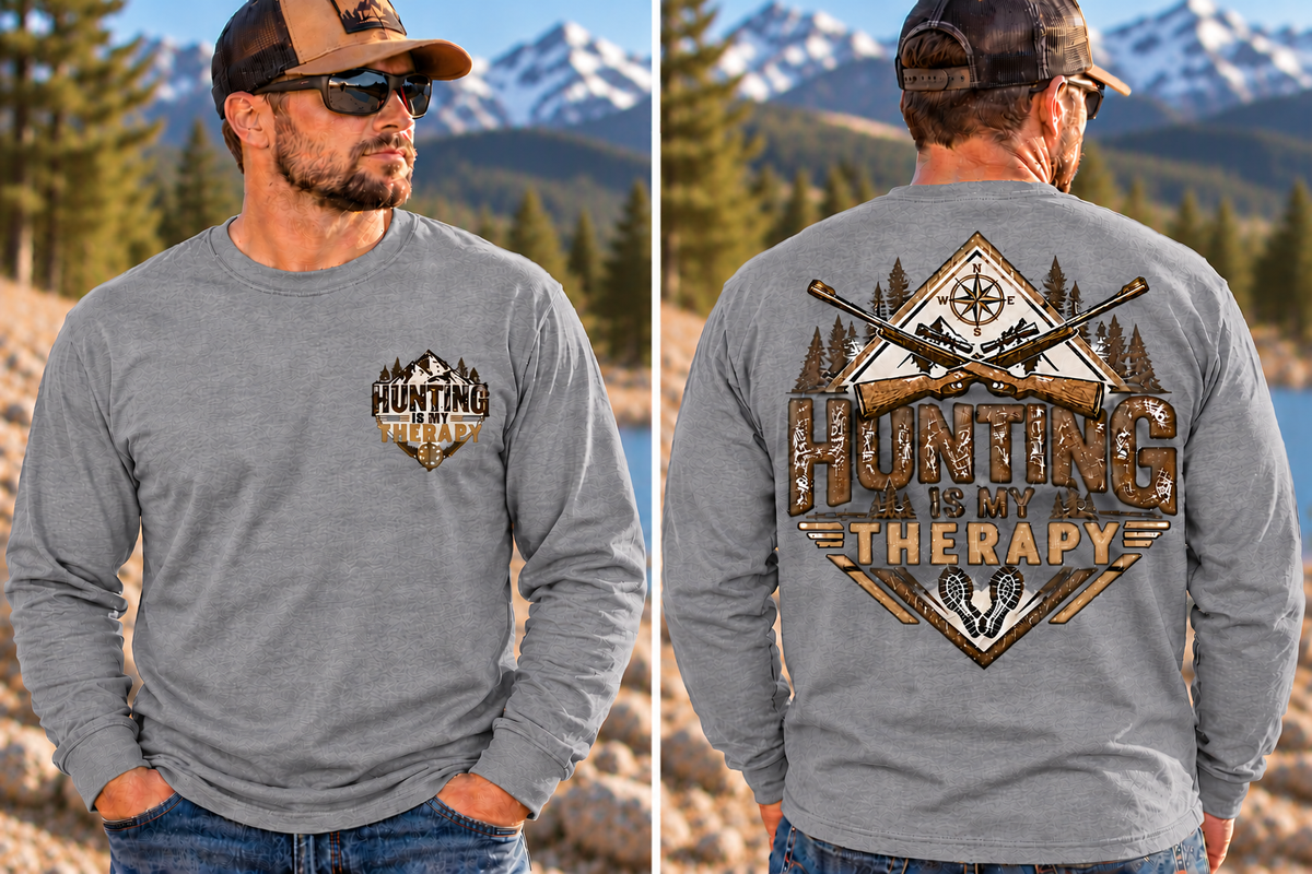 Hunting is My Therapy - Outdoor Hunting Graphic Long Sleeve T-Shirt