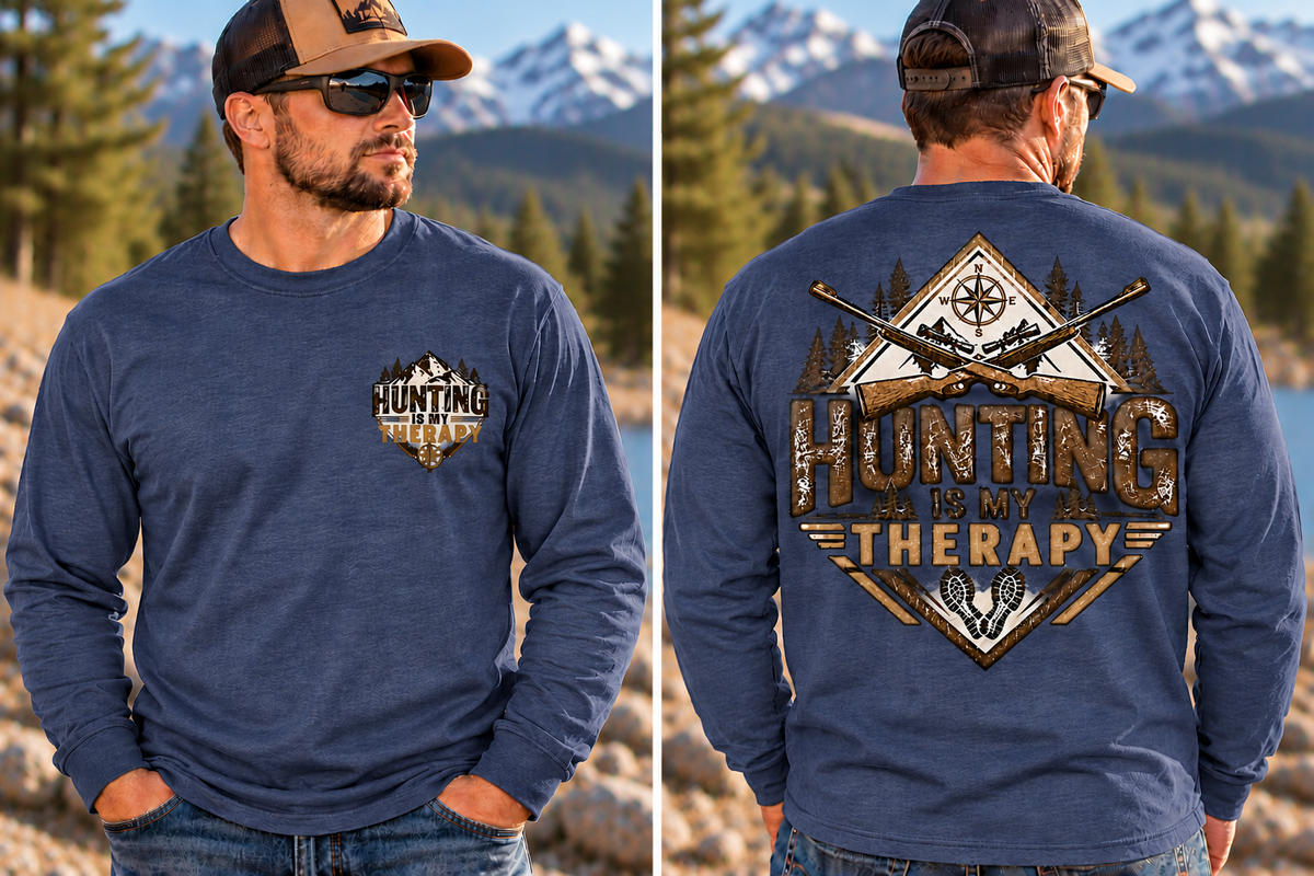 Hunting is My Therapy - Outdoor Hunting Graphic Long Sleeve T-Shirt