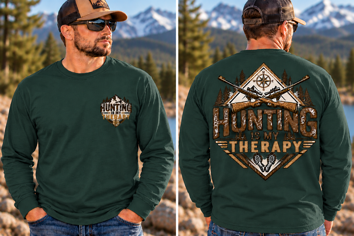 Hunting is My Therapy - Outdoor Hunting Graphic Long Sleeve T-Shirt