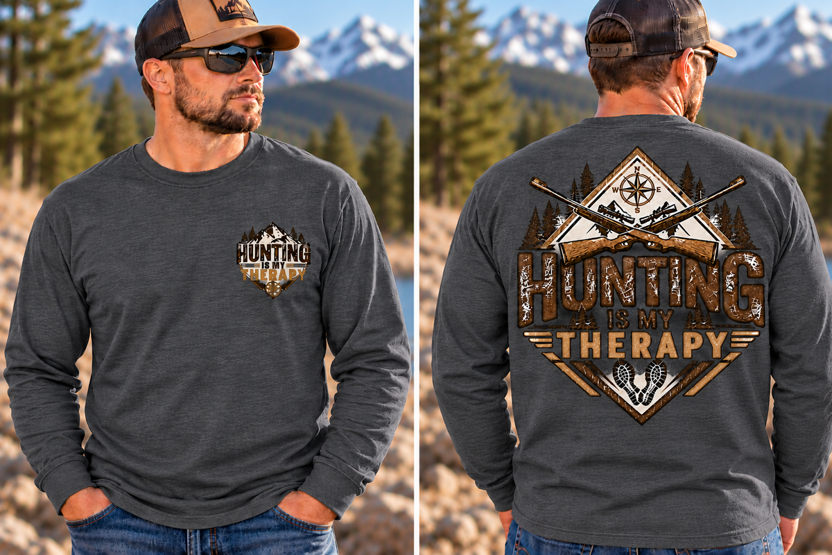 Hunting is My Therapy - Outdoor Hunting Graphic Long Sleeve T-Shirt