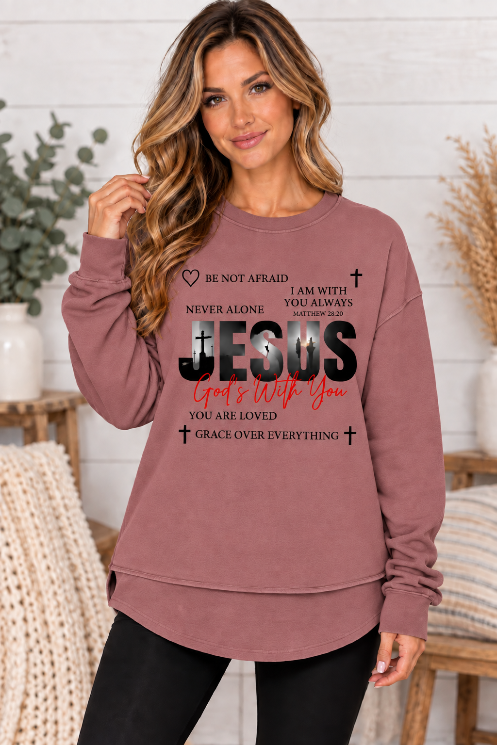 Jesus Gods With You - Christian Women's Weekend Fleece Sweatshirt