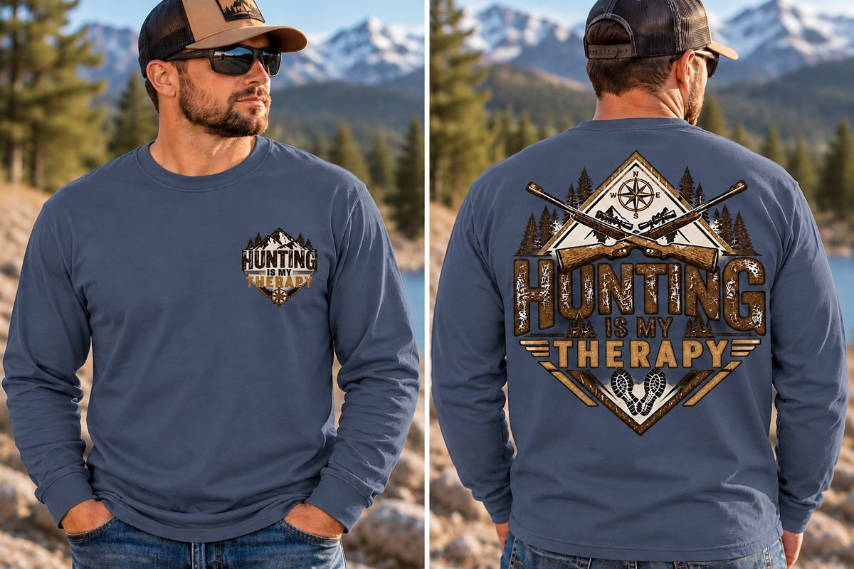 Hunting is My Therapy - Outdoor Hunting Graphic Long Sleeve T-Shirt