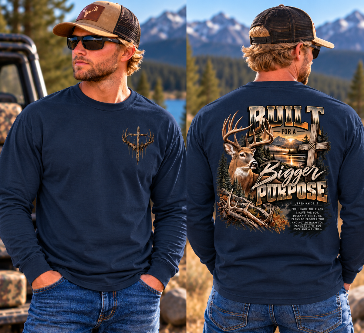 Built for a Bigger Purpose - Christian Hunting Graphic Long Sleeve T-Shirt