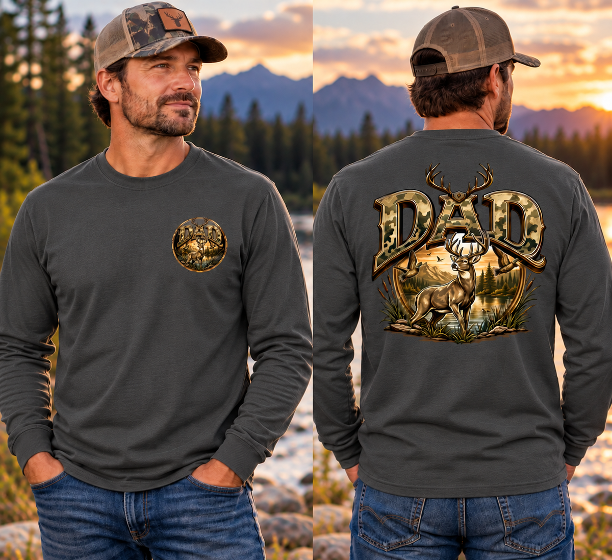 Dad Hunting & Outdoors Graphic Long Sleeve T-Shirt