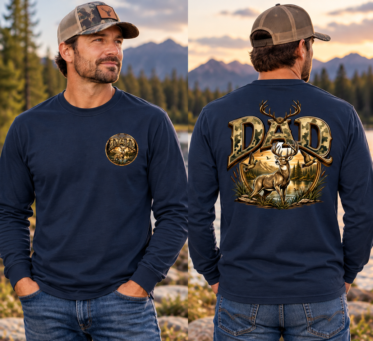 Dad Hunting & Outdoors Graphic Long Sleeve T-Shirt