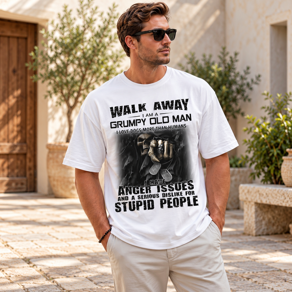 Walk Away, I’m a Grumpy Old Man Funny Sarcastic - Boxy T-Shirt