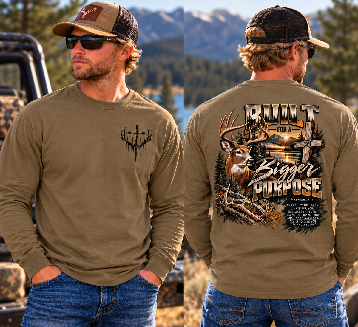 Built for a Bigger Purpose - Christian Hunting Graphic Long Sleeve T-Shirt