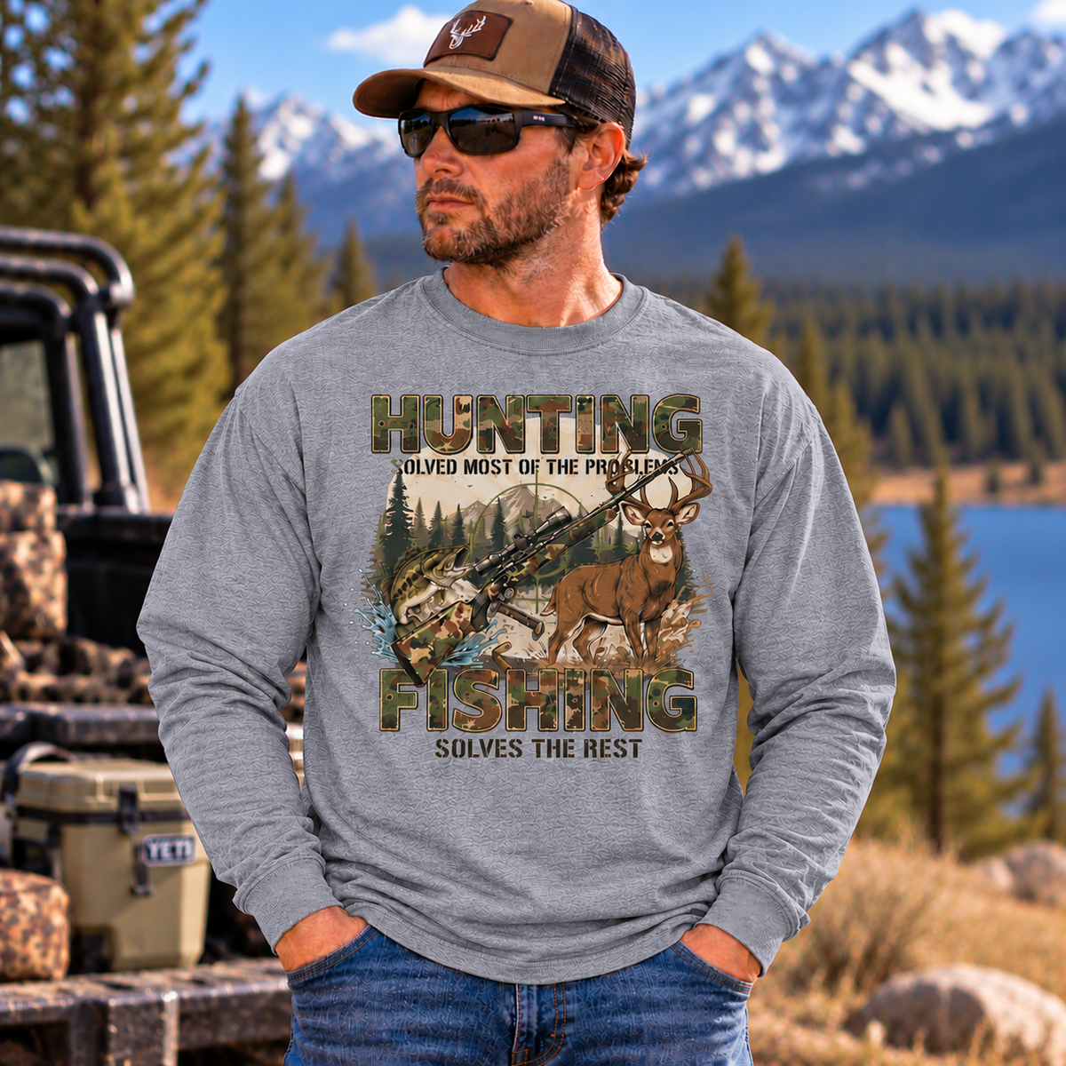 Hunting Solved Most Of The Problems, Fishing Solves The Rest Long Sleeve T-Shirt