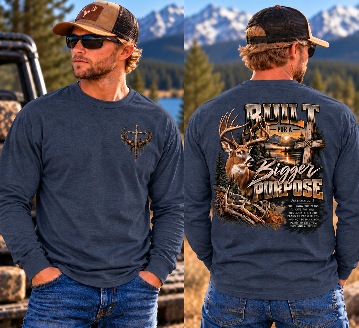 Built for a Bigger Purpose - Christian Hunting Graphic Long Sleeve T-Shirt