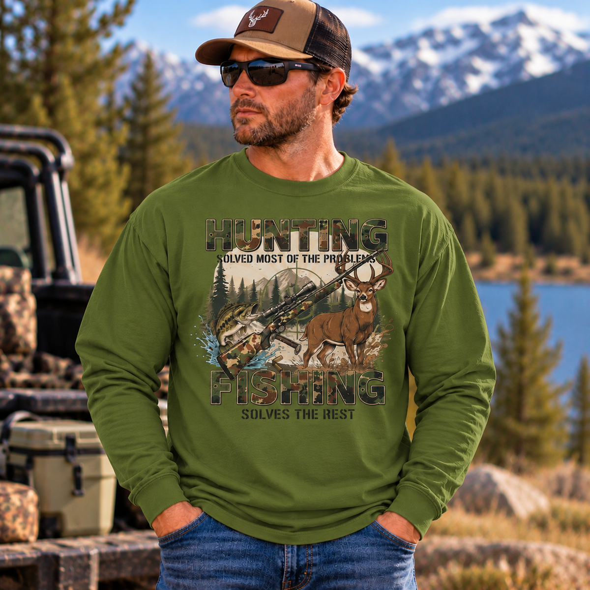 Hunting Solved Most Of The Problems, Fishing Solves The Rest Long Sleeve T-Shirt