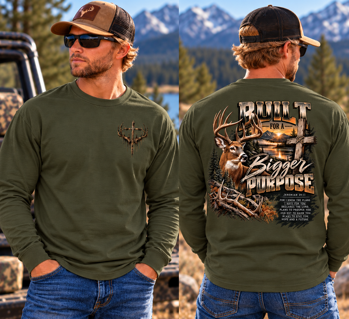 Built for a Bigger Purpose - Christian Hunting Graphic Long Sleeve T-Shirt