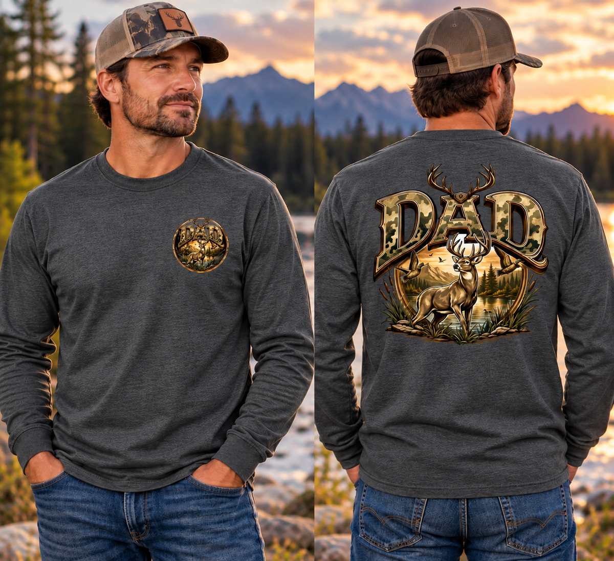 Dad Hunting & Outdoors Graphic Long Sleeve T-Shirt