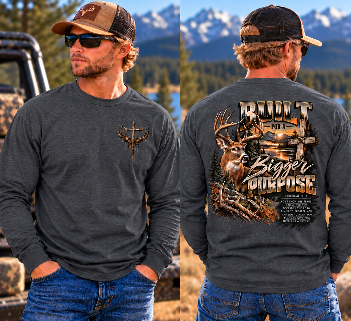 Built for a Bigger Purpose - Christian Hunting Graphic Long Sleeve T-Shirt