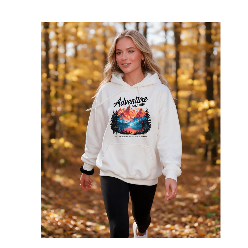 Adventure Is Out There Mountain Scenic Outdoor Landscape Fleece Lined Hoodie