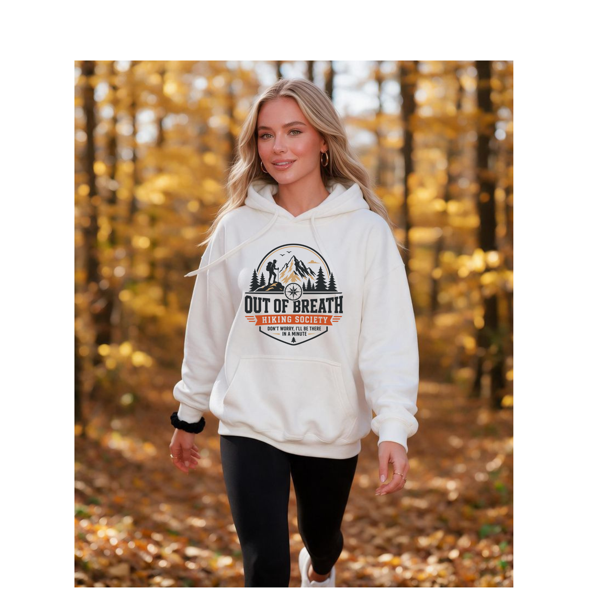 Out of Breath Hiking Society-Funny Mountain Hiker Fleece Lined Hoodie