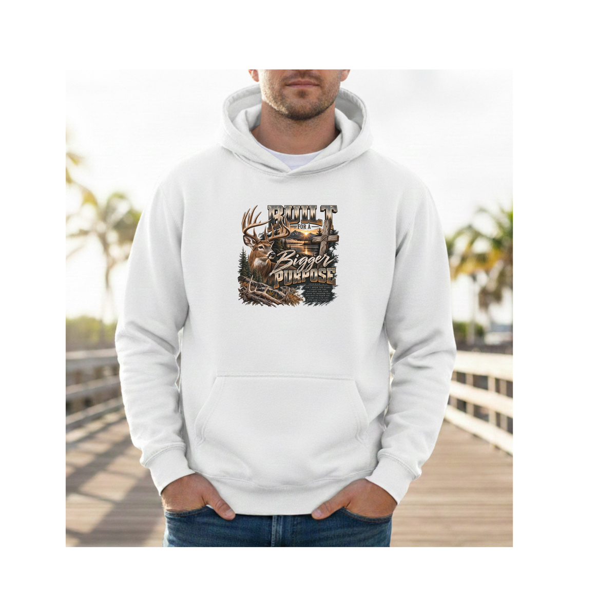 Built for a Bigger Purpose - Christian Hunting Graphic Fleece Lined Hoodie
