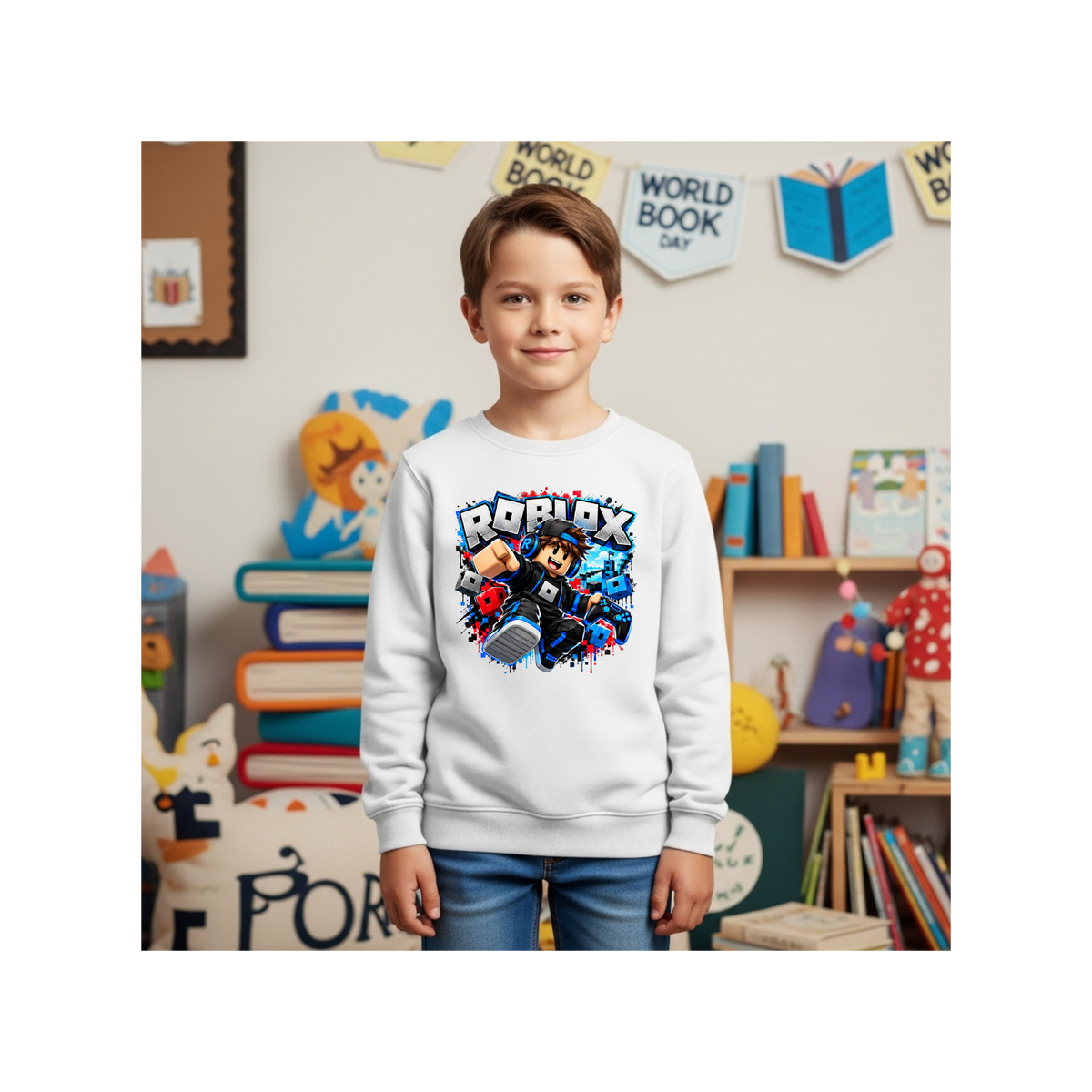 Roblox Action Graphic - Gamer Kids Crewneck Sweatshirt