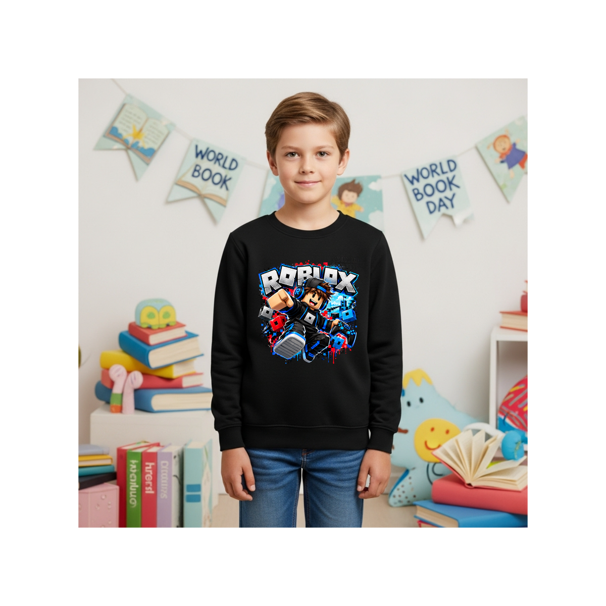 Roblox Action Graphic - Gamer Kids Crewneck Sweatshirt