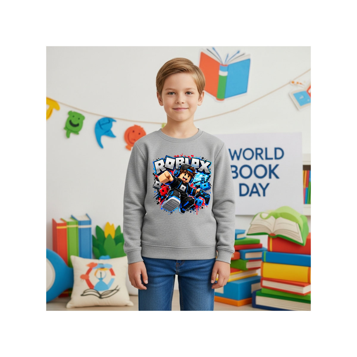 Roblox Action Graphic - Gamer Kids Crewneck Sweatshirt