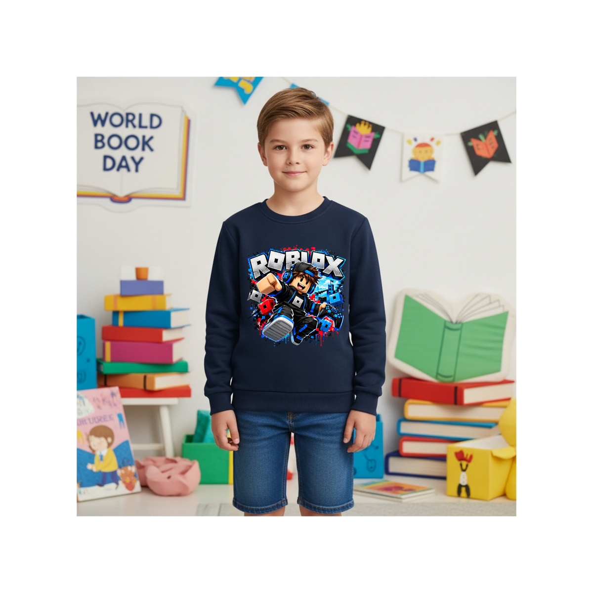 Roblox Action Graphic - Gamer Kids Crewneck Sweatshirt