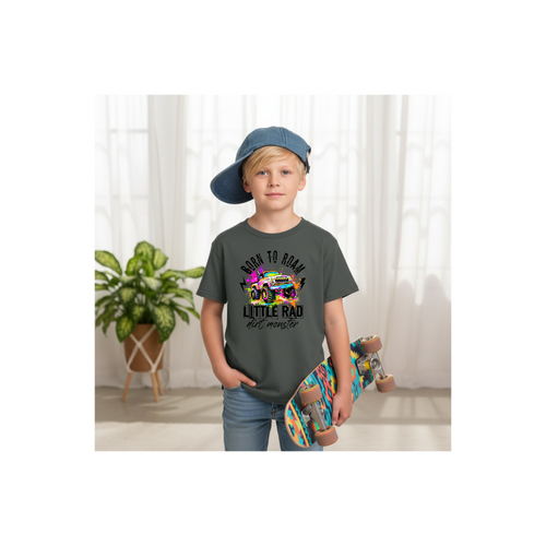 "Born to Roam" Little Rad Dirt Monster Monster Truck Kid's T-shirt
